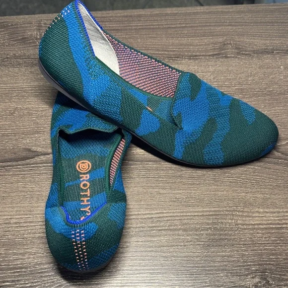 Rothy's Teal and Navy Knit Loafers - Picture 5 of 6